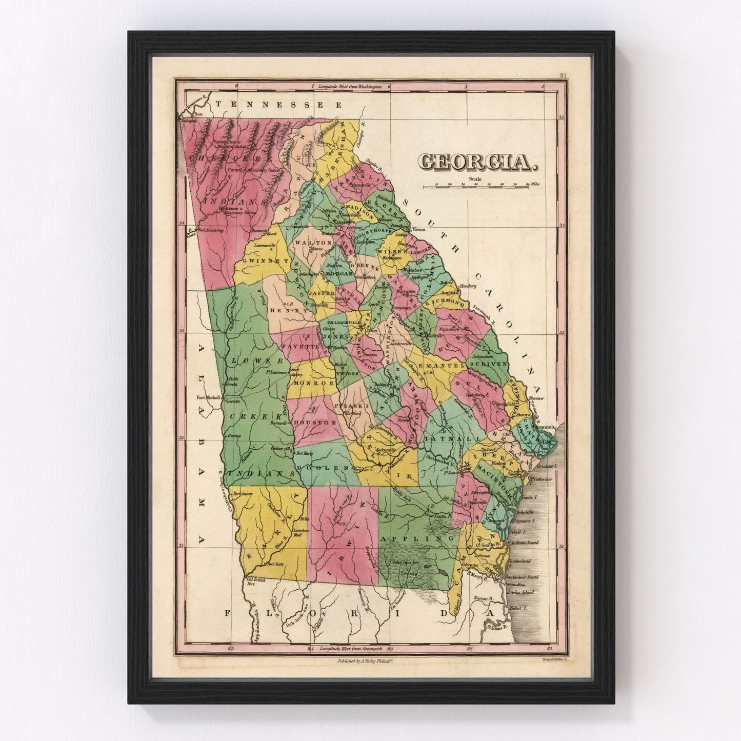 Vintage map of Georgia, 1824