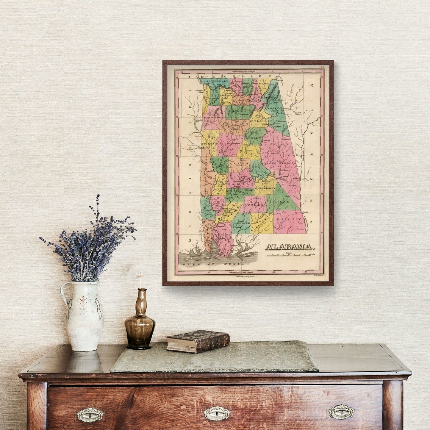 Vintage Map of Alabama, 1824