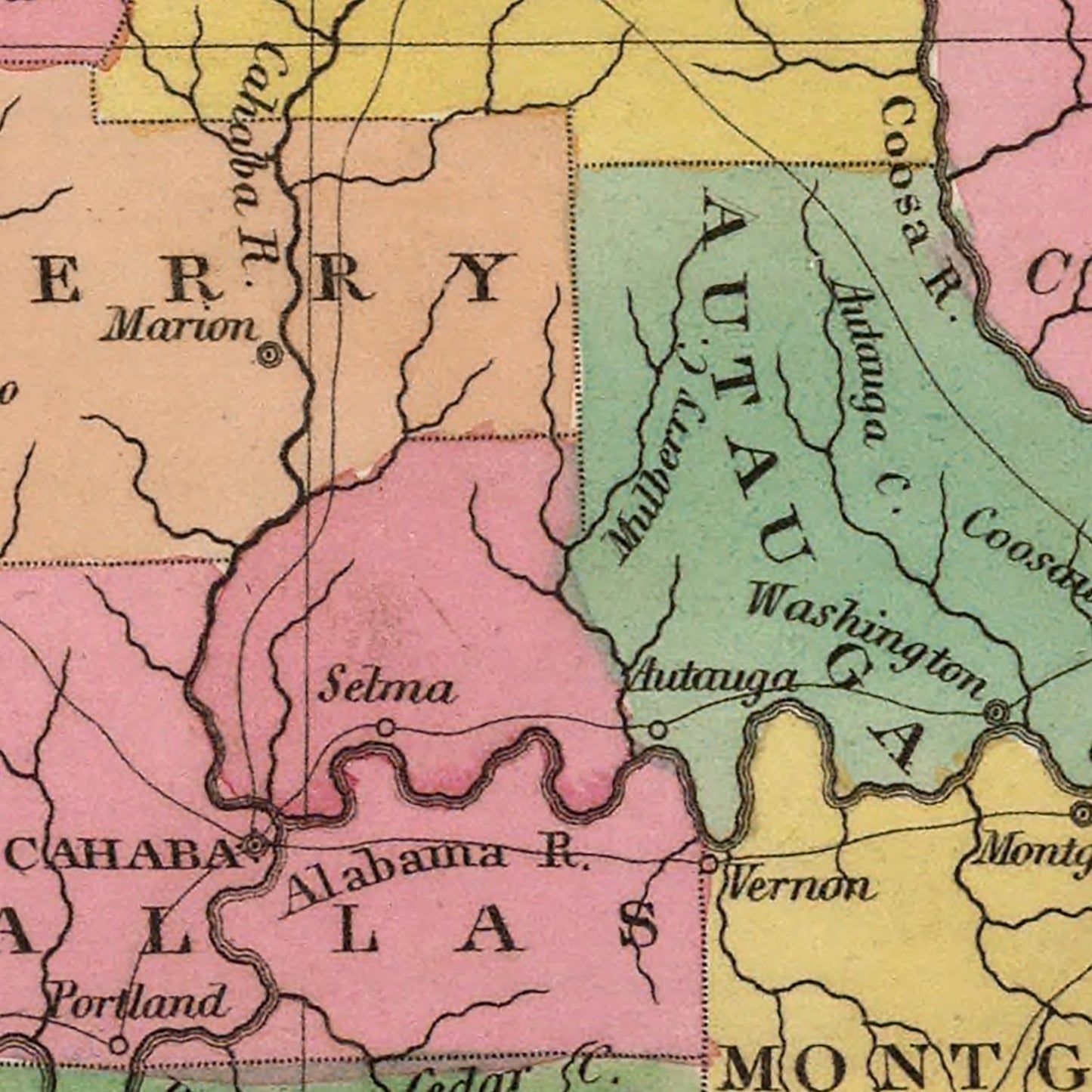 Vintage Map of Alabama, 1824