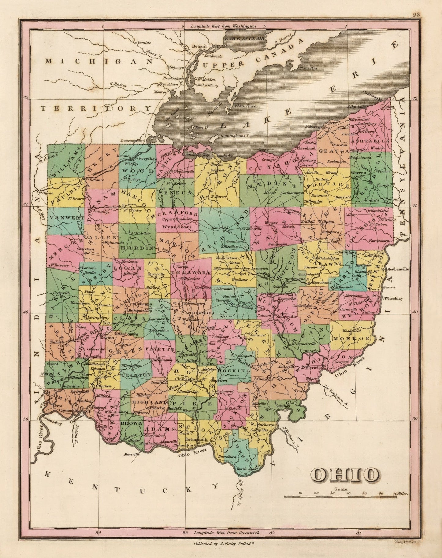 Vintage Map of Ohio, 1824
