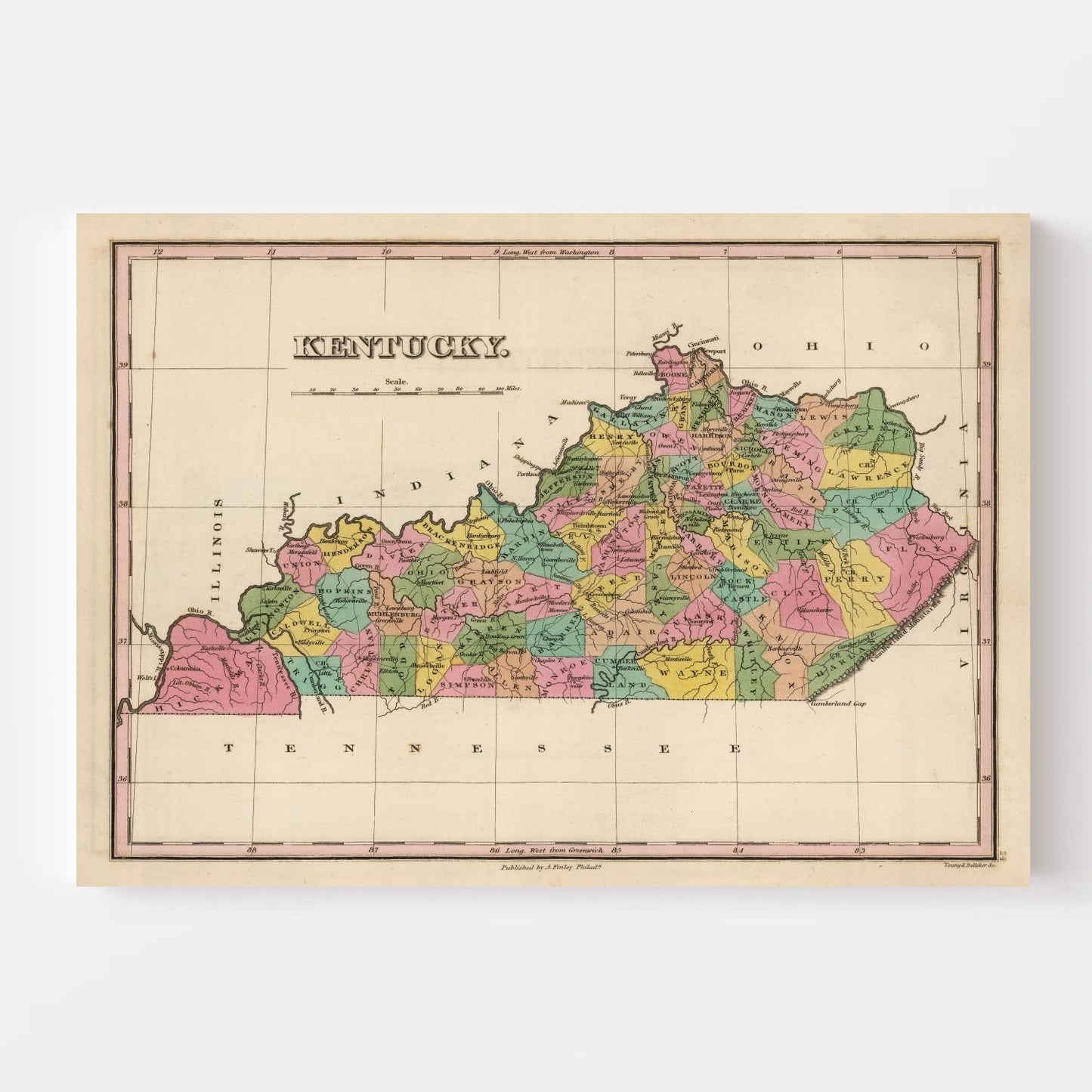 Vintage Map of Kentucky, 1824