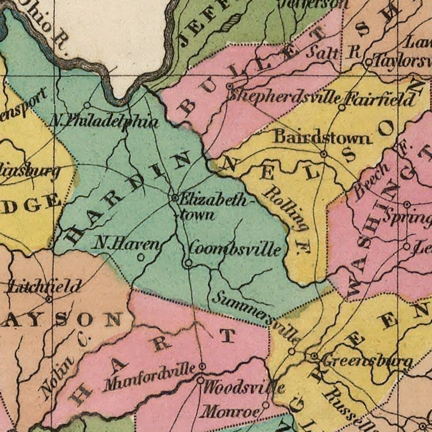 Vintage Map of Kentucky, 1824