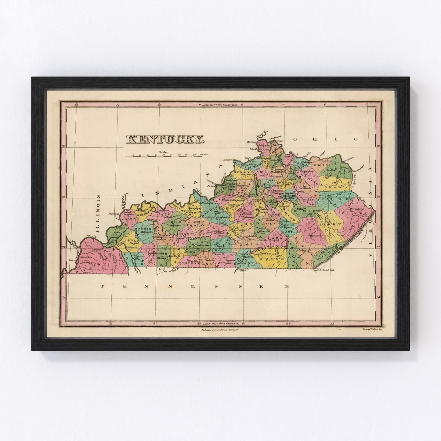 vintage map of Kentucky, 1824