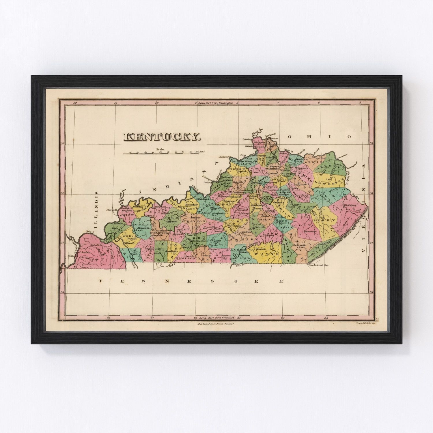 vintage map of Kentucky, 1824