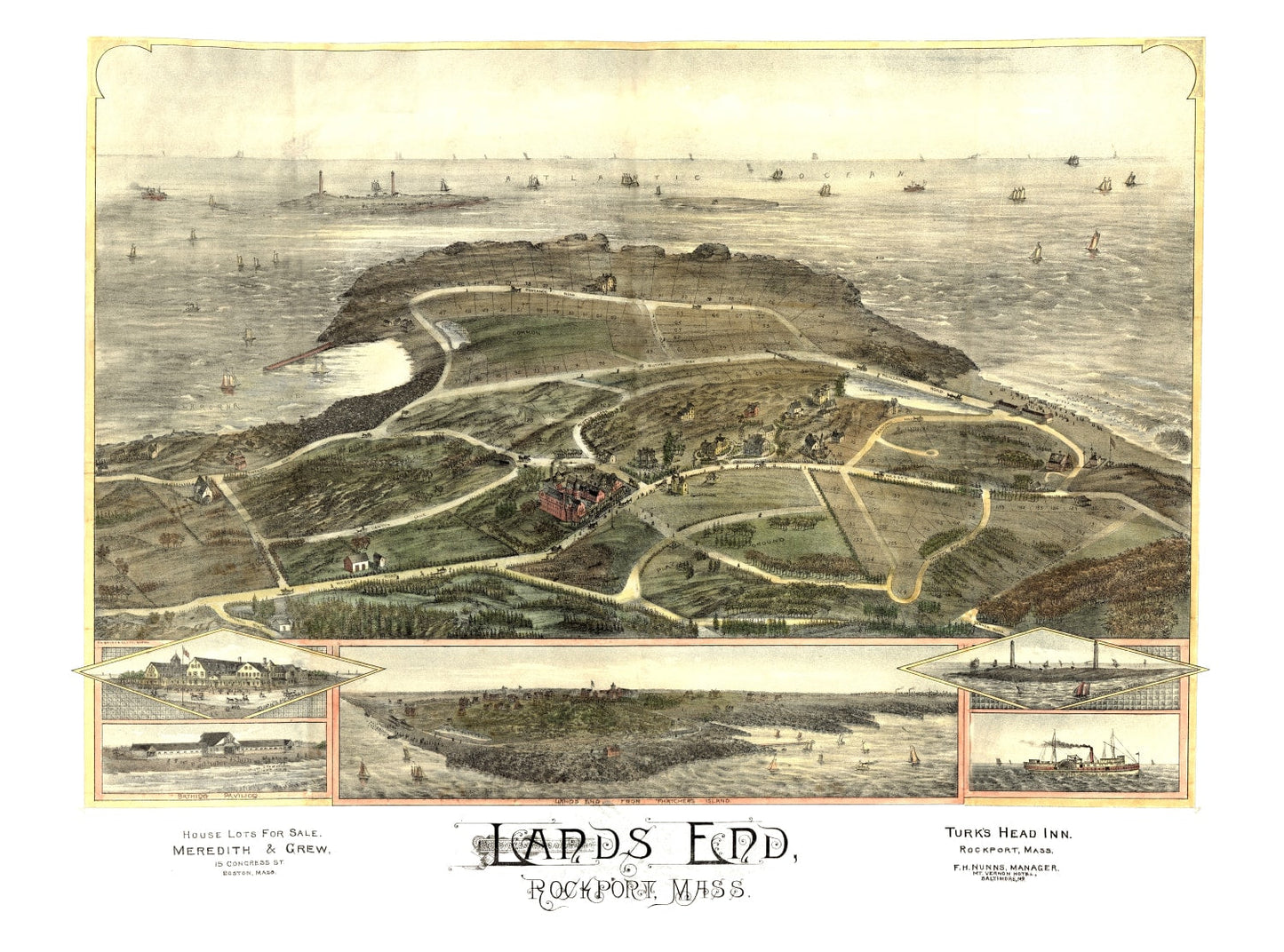 Vintage Map of Rockport, Massachusetts, 1880