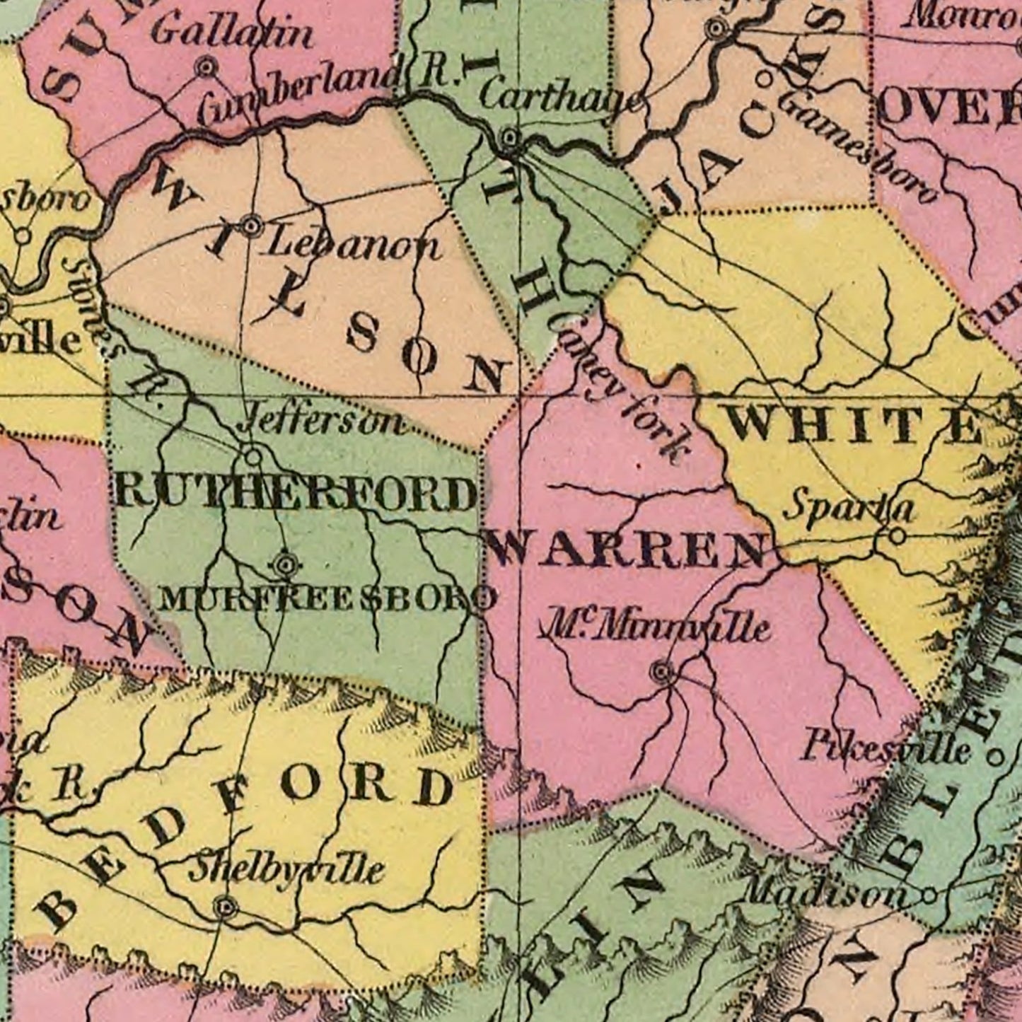 Vintage Map of Tennessee, 1824