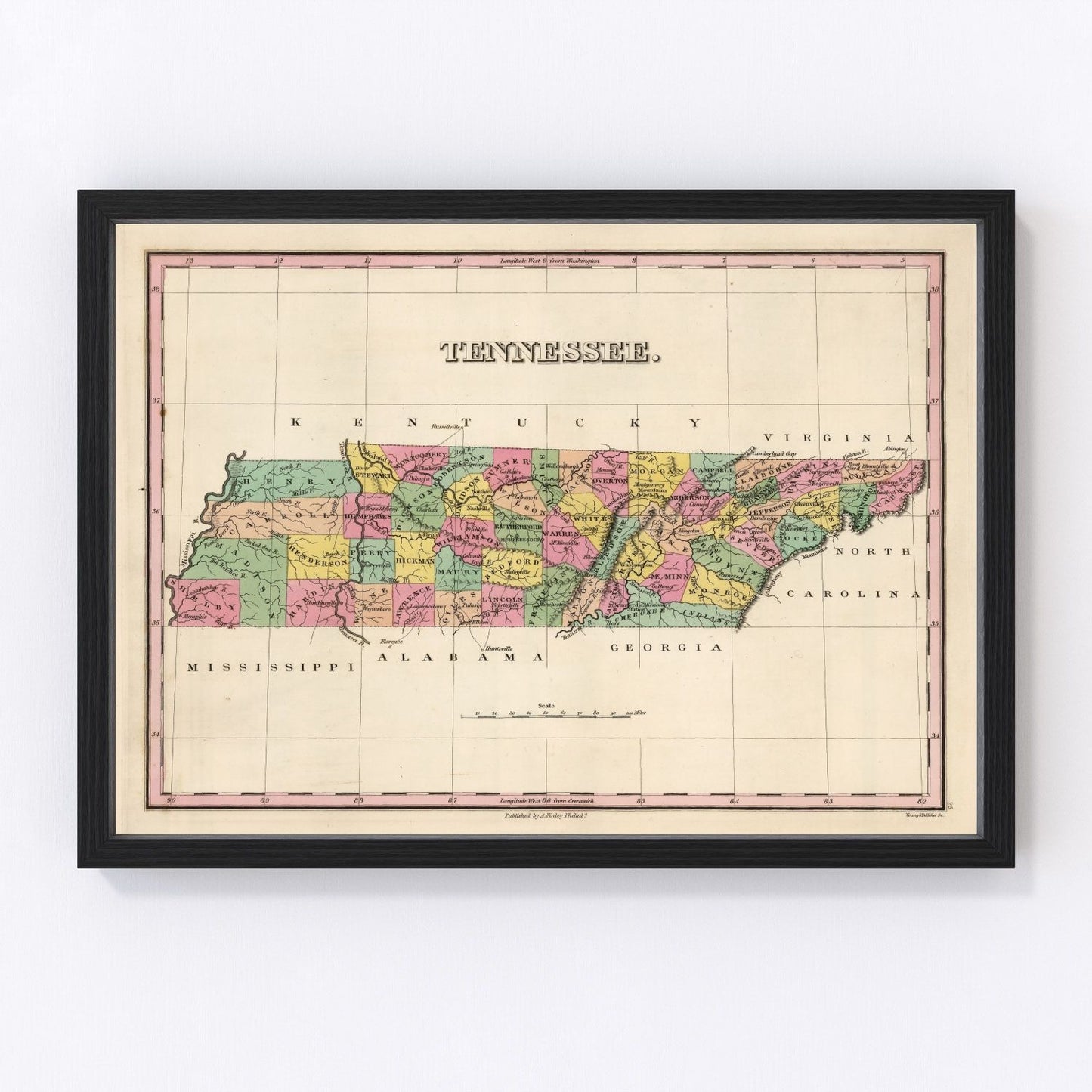 vintage map of Tennessee, 1824