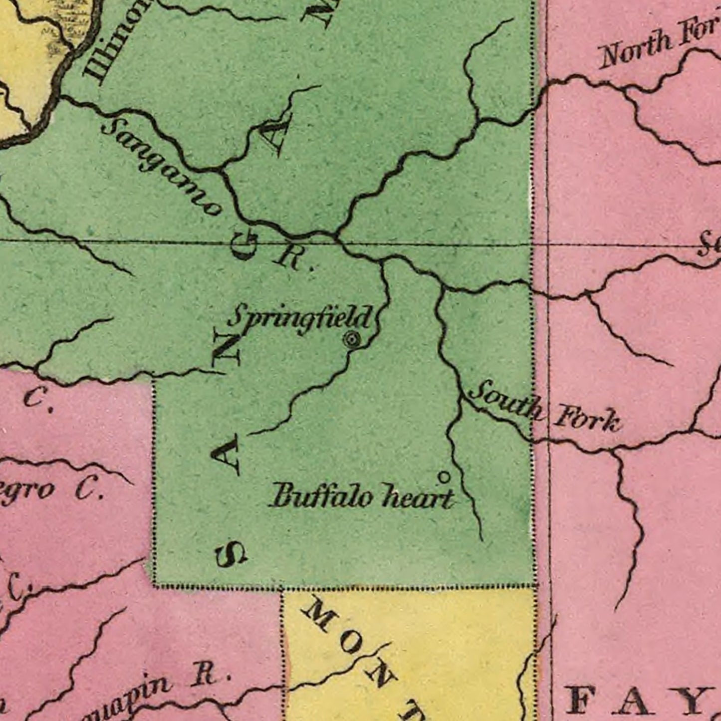 Vintage Map of Illinois, 1824