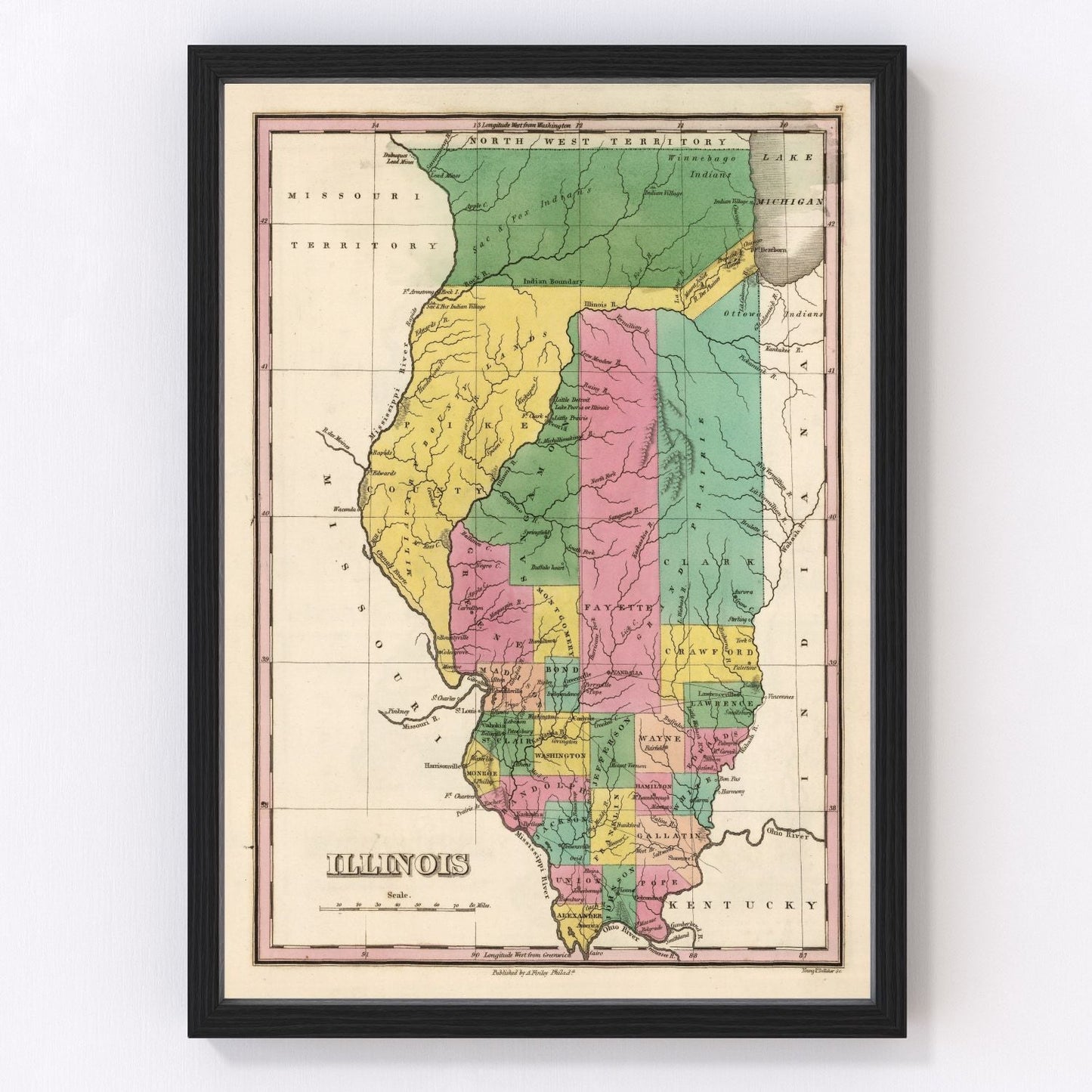 Vintage map of Illinois, 1824