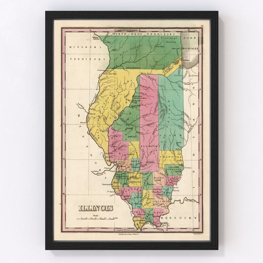 Vintage map of Illinois, 1824