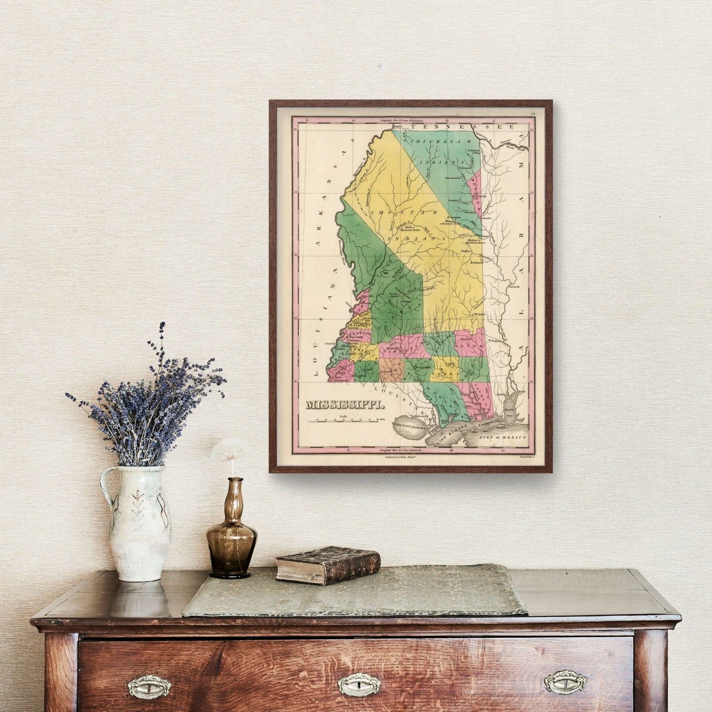 Vintage Map of Mississippi, 1824