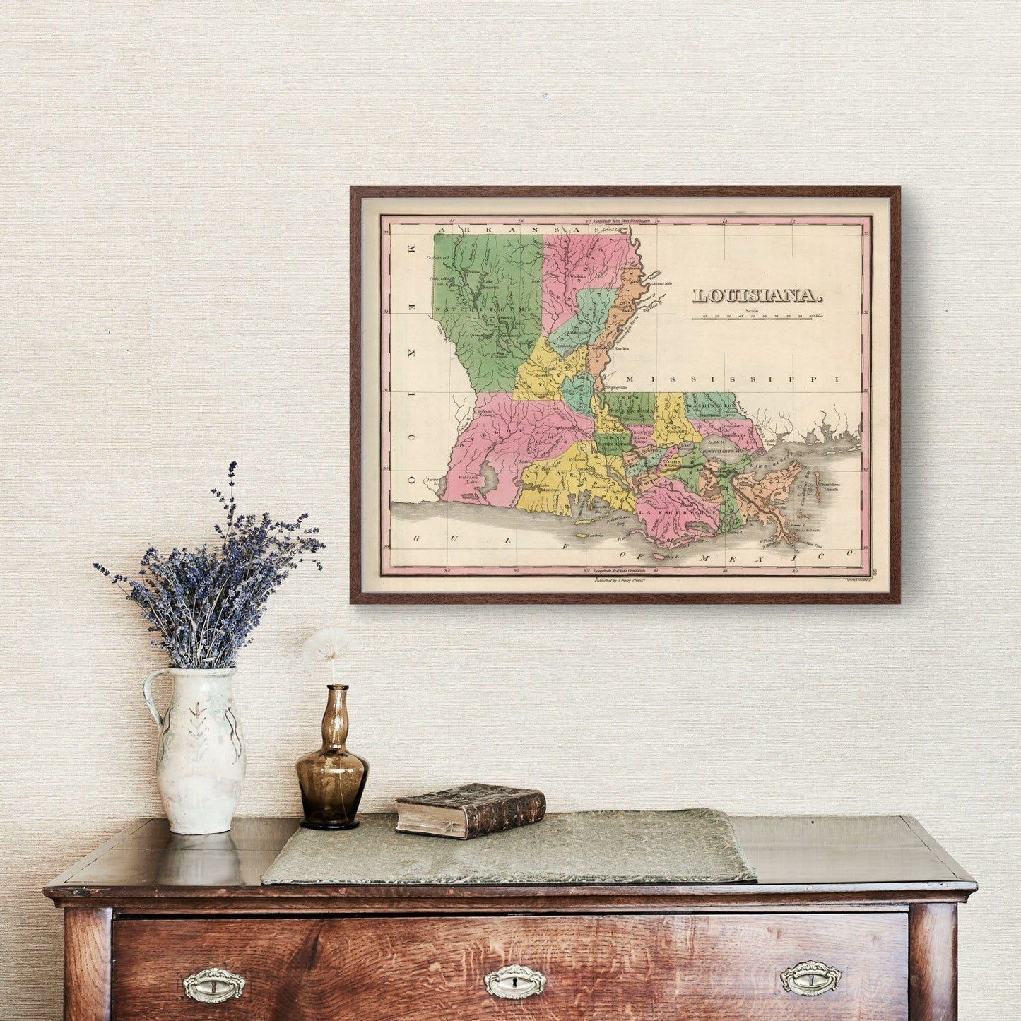 Vintage Map of Louisiana, 1824