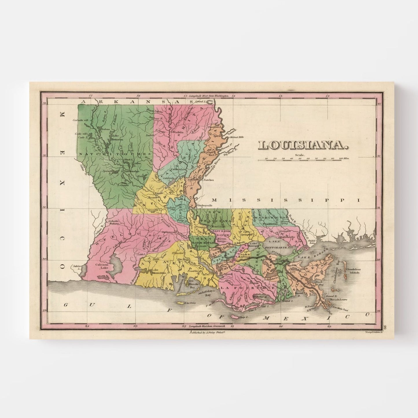 Vintage Map of Louisiana, 1824