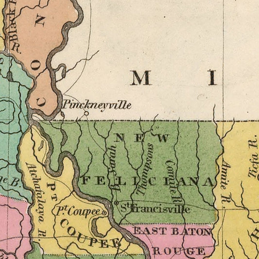 Vintage Map of Louisiana, 1824