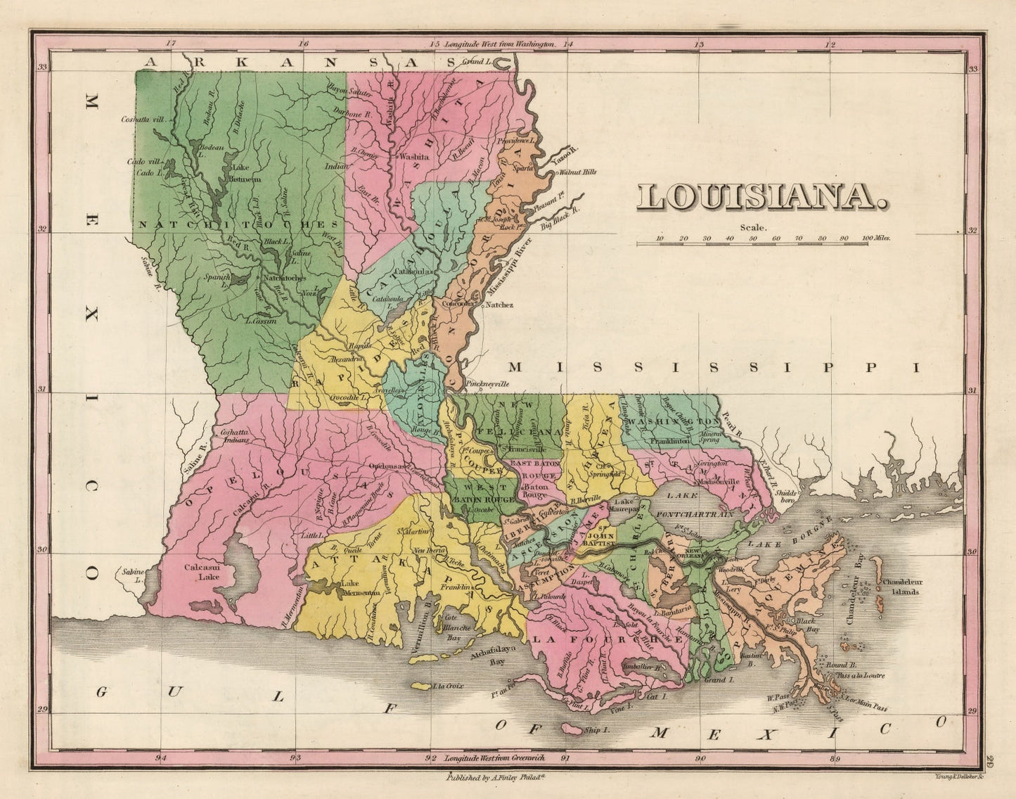 Vintage Map of Louisiana, 1824