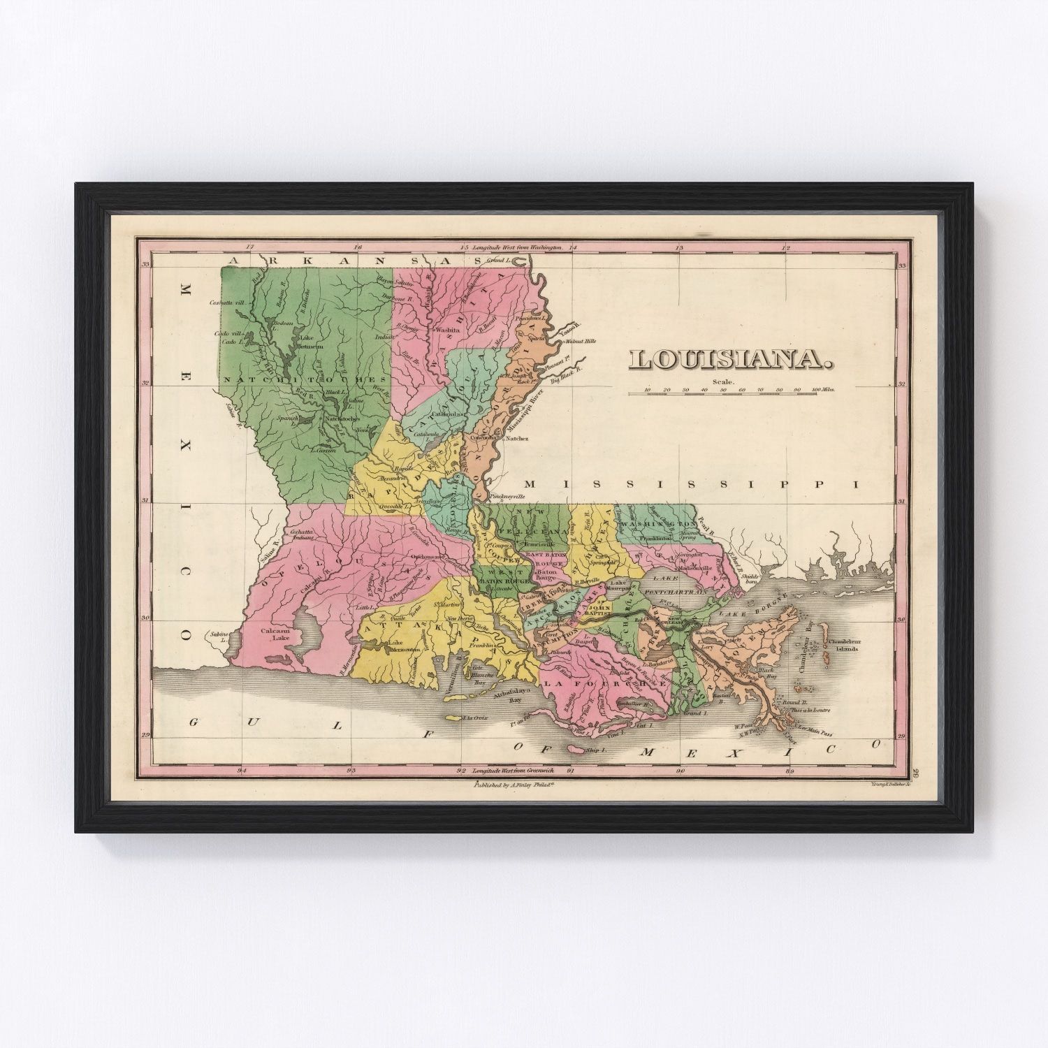 Vintage map of Louisiana, 1824