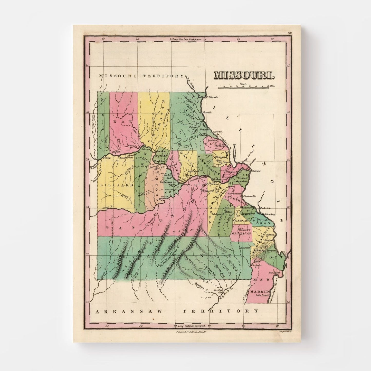 Vintage Map of Missouri, 1824