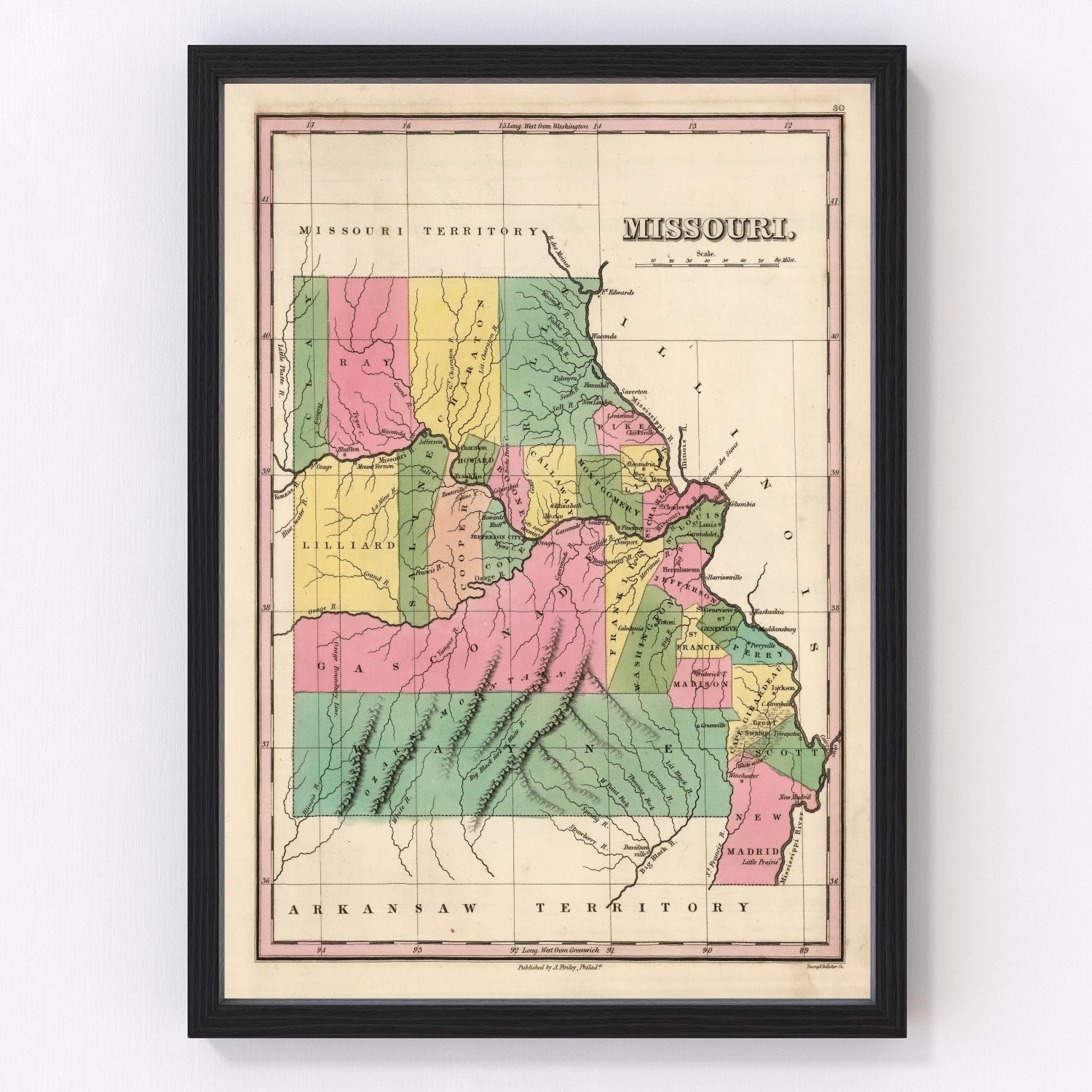 Vintage map of Missouri, 1824