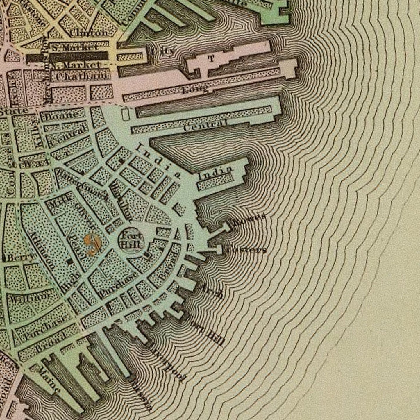 Vintage Map of Boston, Massachusetts 1838