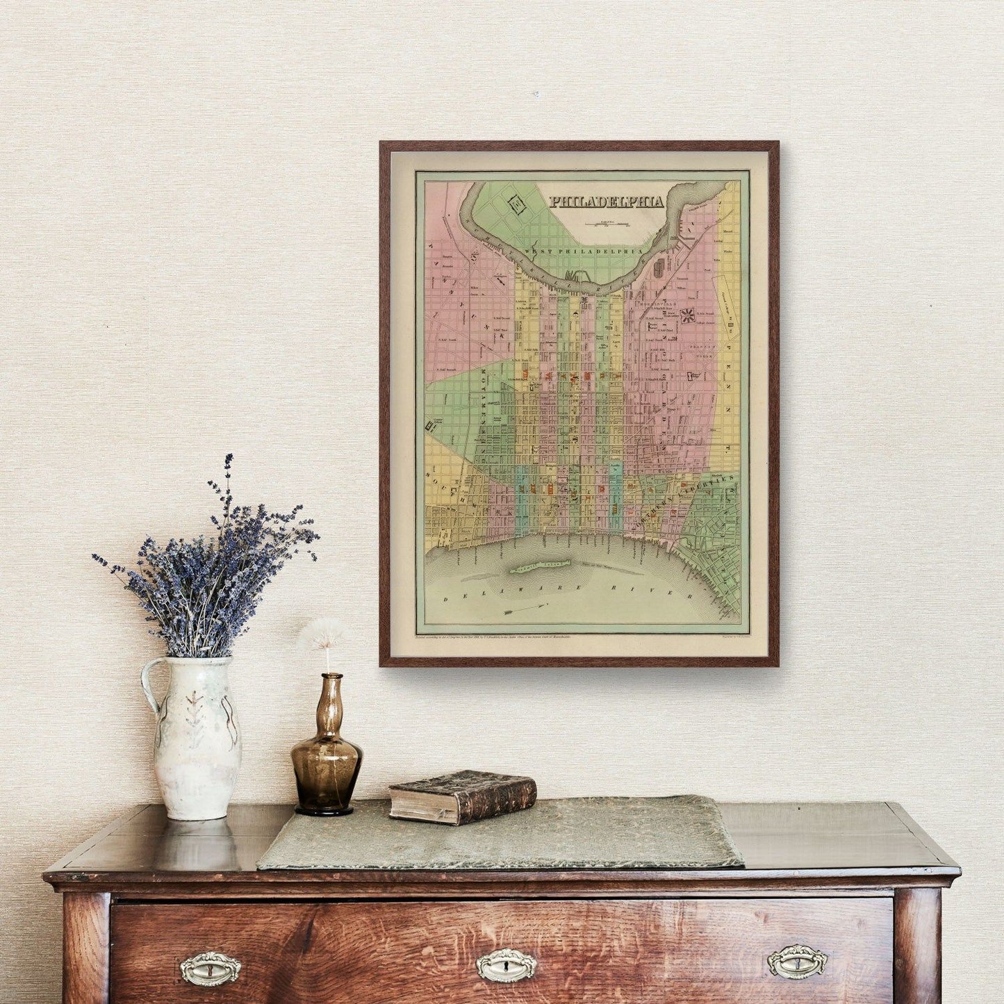 Vintage Map of Philadelphia, Pennsylvania, 1838