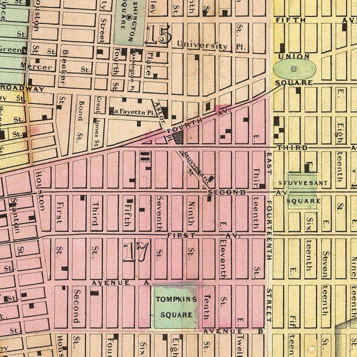 Vintage Map of New York City, New York, 1856