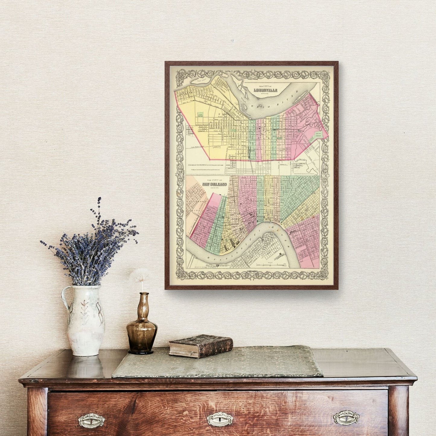 Vintage Map of Louisville, Kentucky, 1856