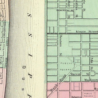 Vintage Map of Chicago, Illinois 1856