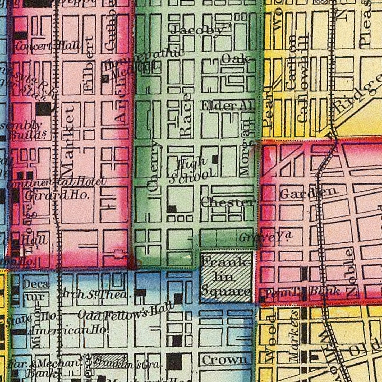 Vintage Map of Philadelphia, Pennsylvania, 1860