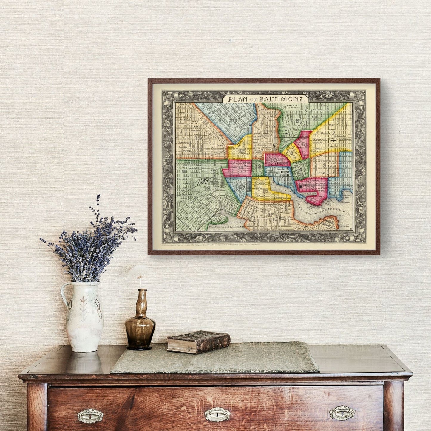 Vintage Map of Baltimore, Maryland, 1860