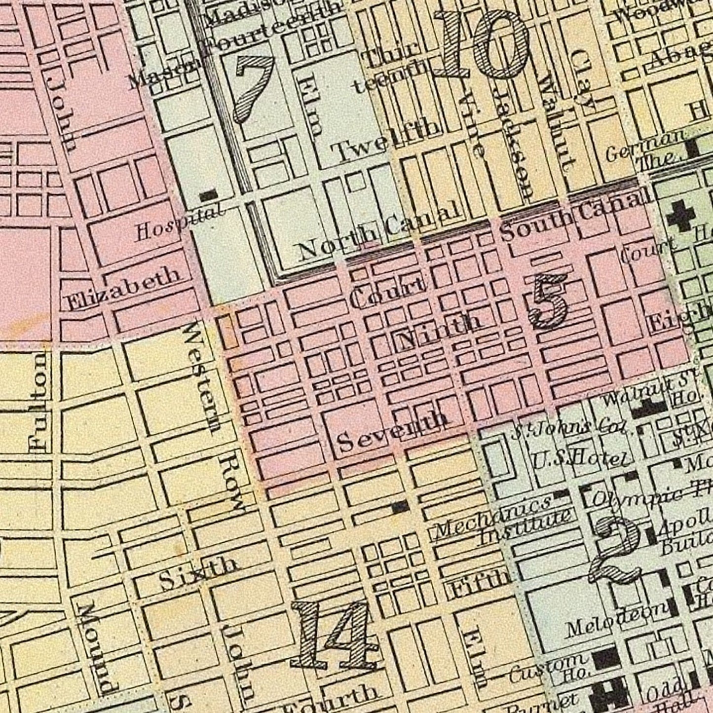 Vintage Map of Cincinnati, Ohio, 1860