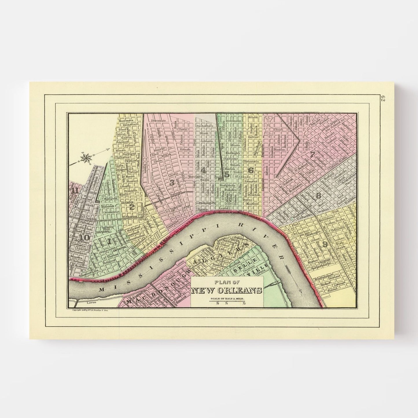 Vintage Map of New Orleans, Louisiana, 1890
