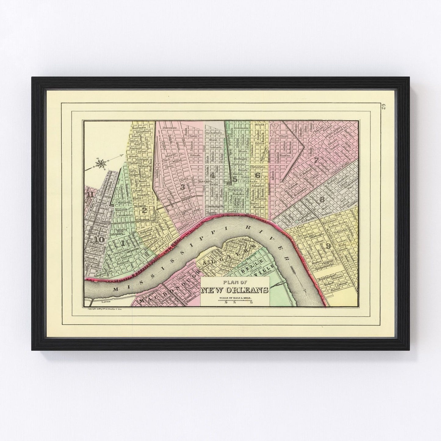 Vintage map of New Orleans, Louisiana, 1890
