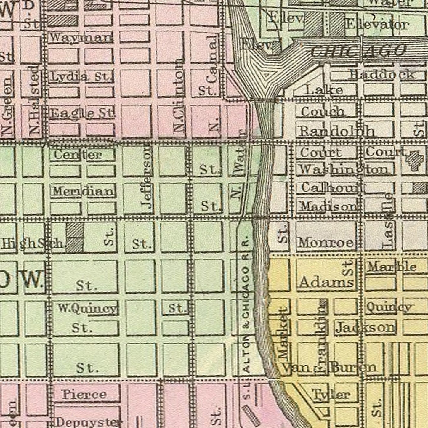 Vintage Map of Chicago, Illinois 1890