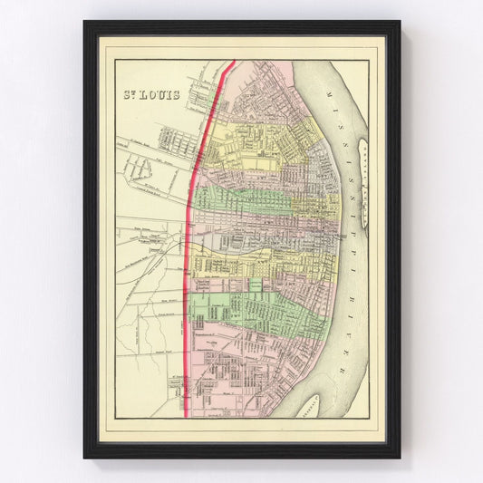 vintage map of Saint Louis, Missouri, 1890