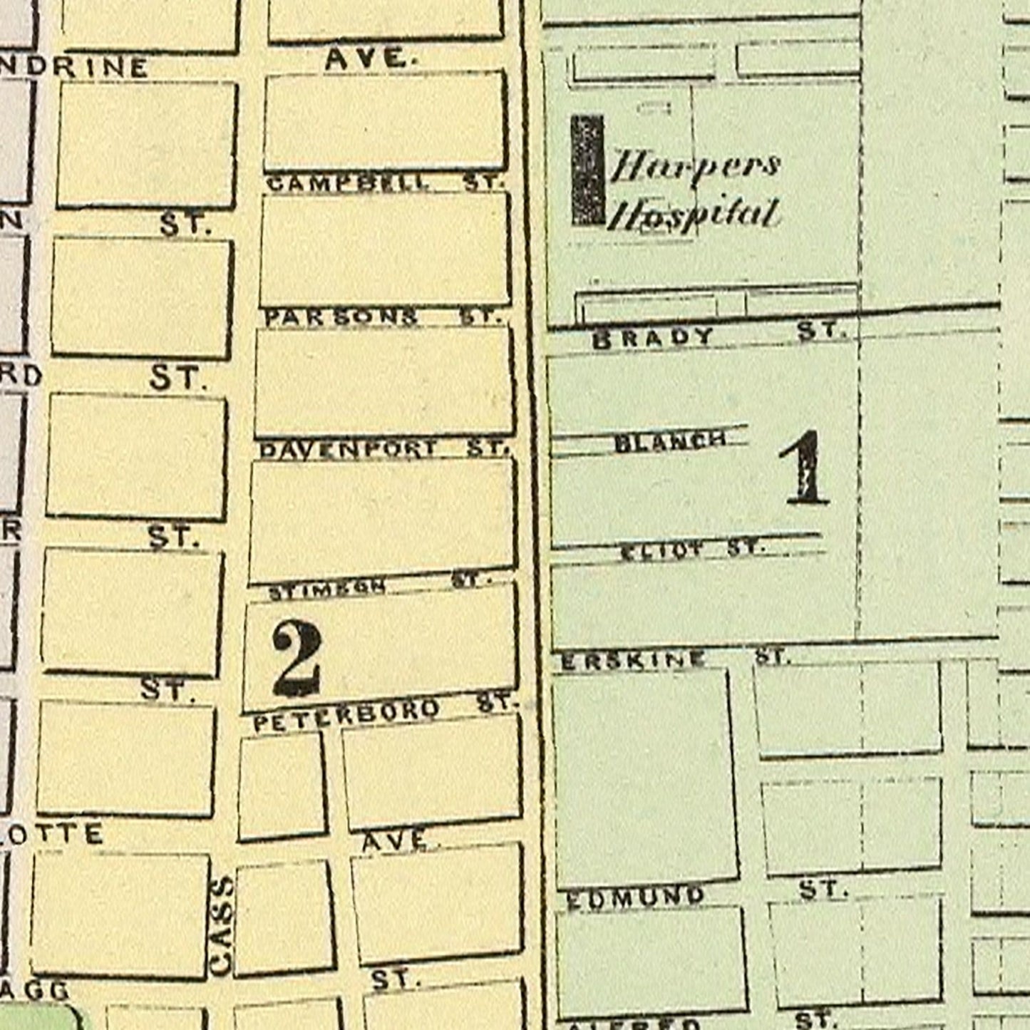 Vintage Map of Detroit, Michigan 1890
