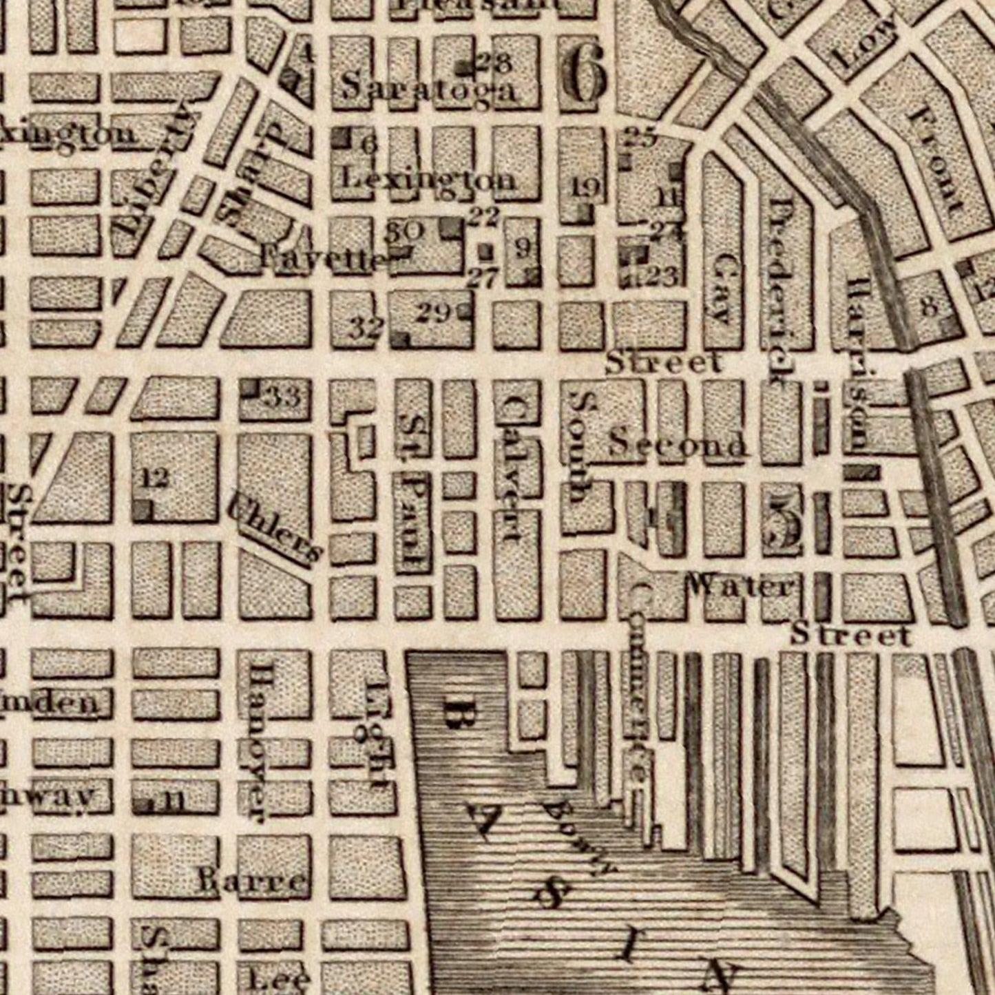 Vintage Map of Baltimore, Maryland, 1844