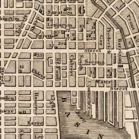 Vintage Map of Baltimore, Maryland, 1844