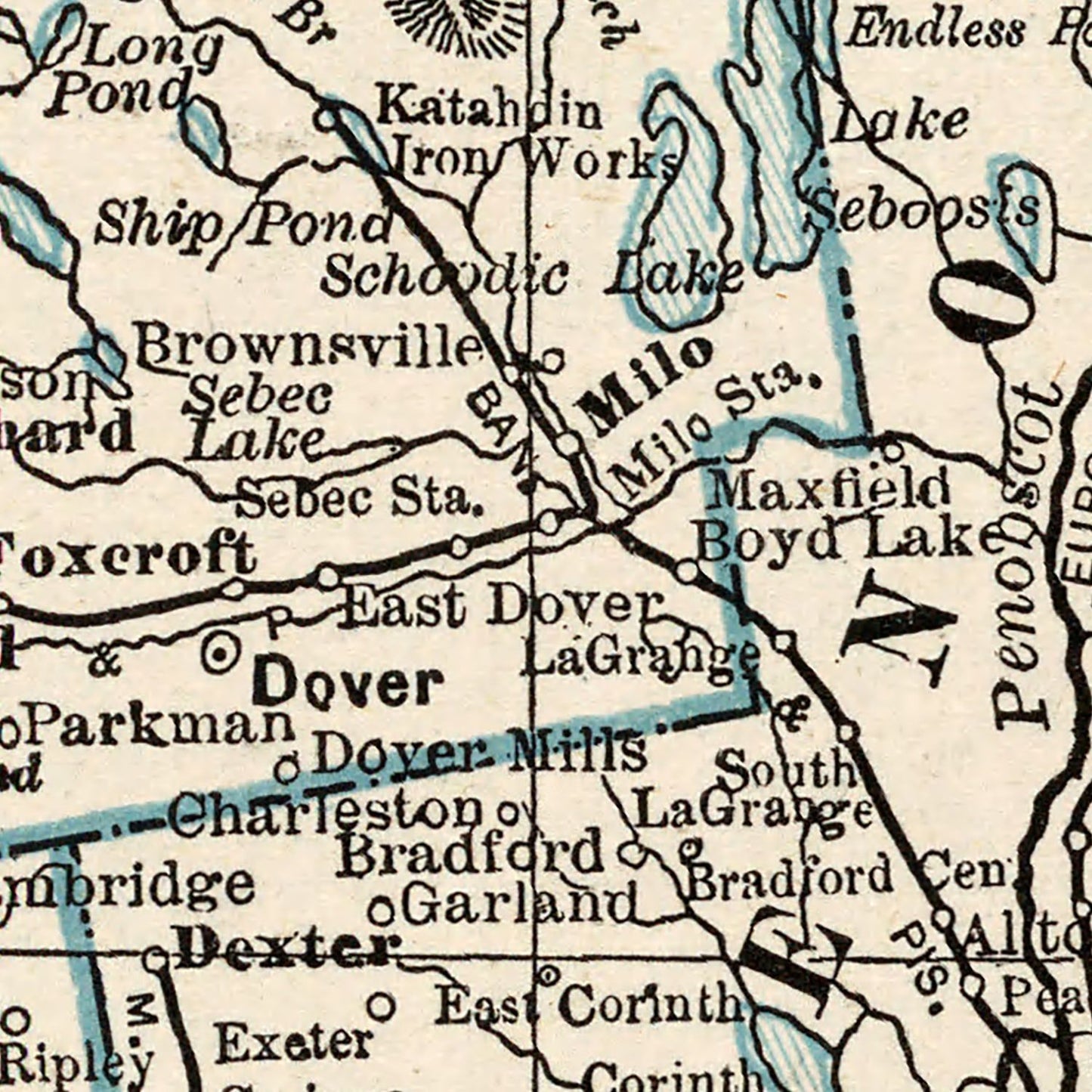 Vintage Map of Maine, 1893
