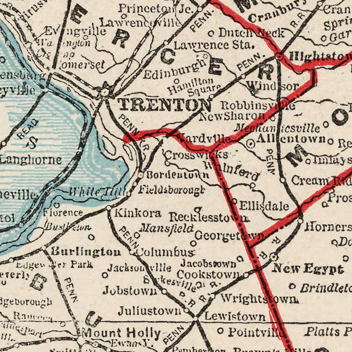Vintage Map of New Jersey, 1893