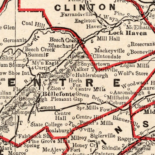 Vintage Map of Pennsylvania 1893