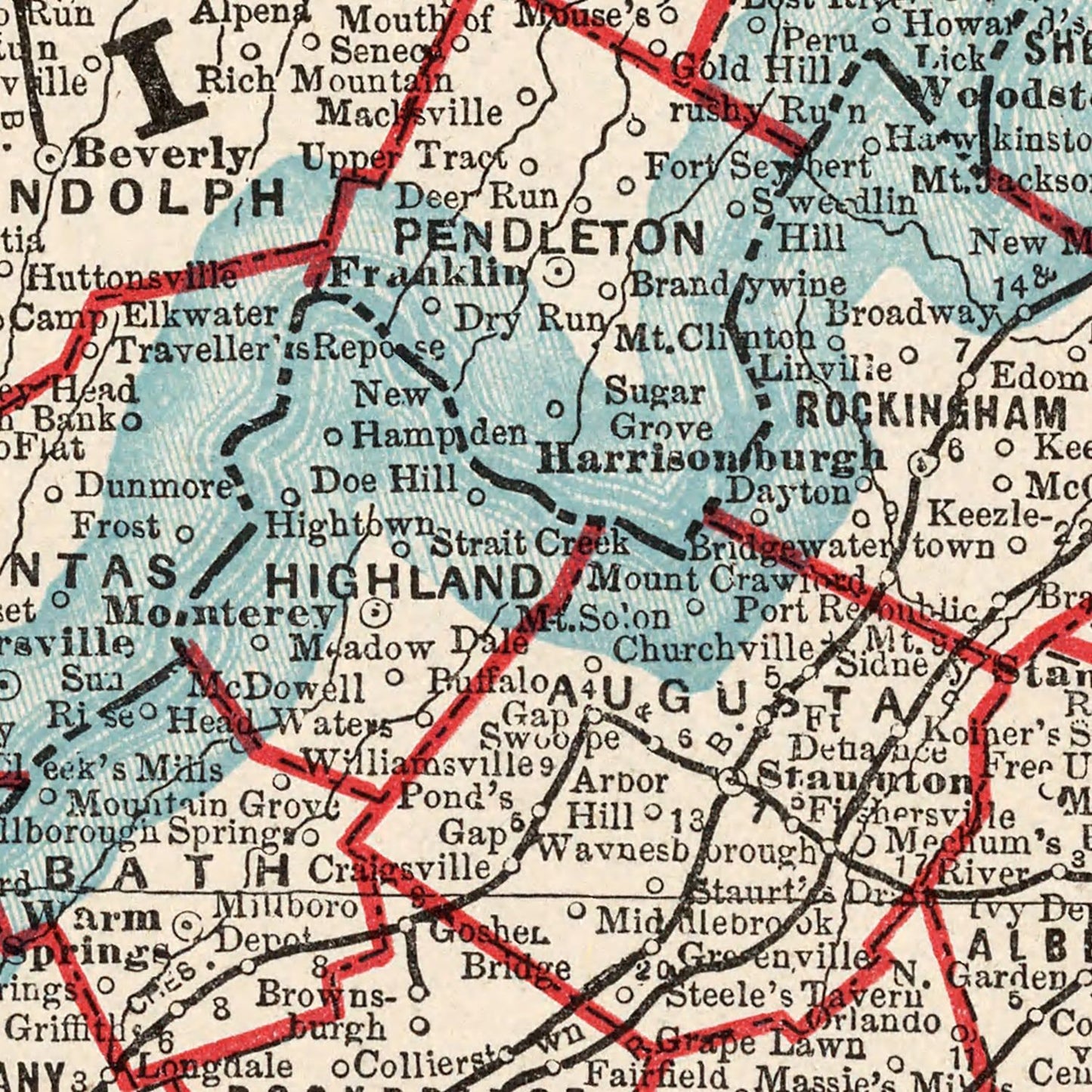 Vintage Map of Virginia, West Virginia, Maryland and Delaware, 1893