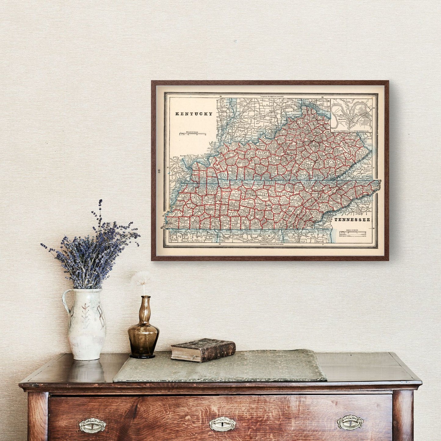 Vintage Map of Kentucky, 1893