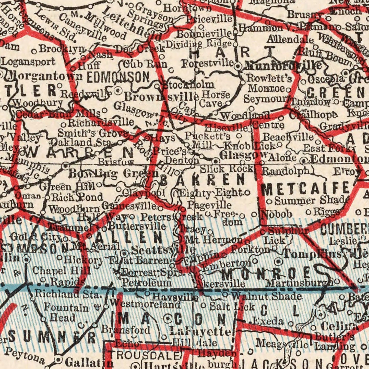 Vintage Map of Kentucky, 1893