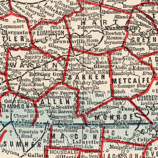 Vintage Map of Kentucky, 1893