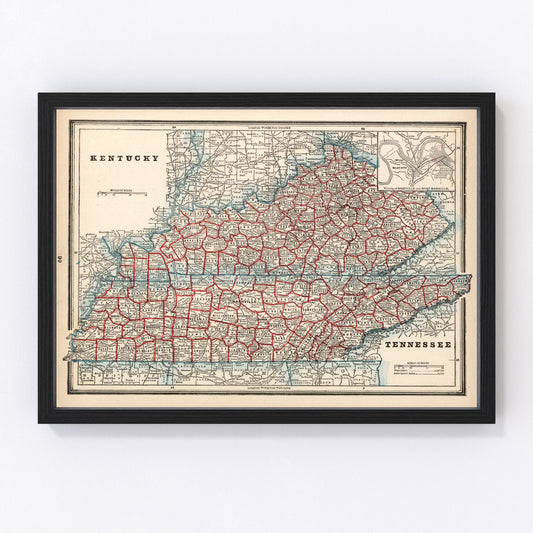 vintage map of Kentucky, 1893