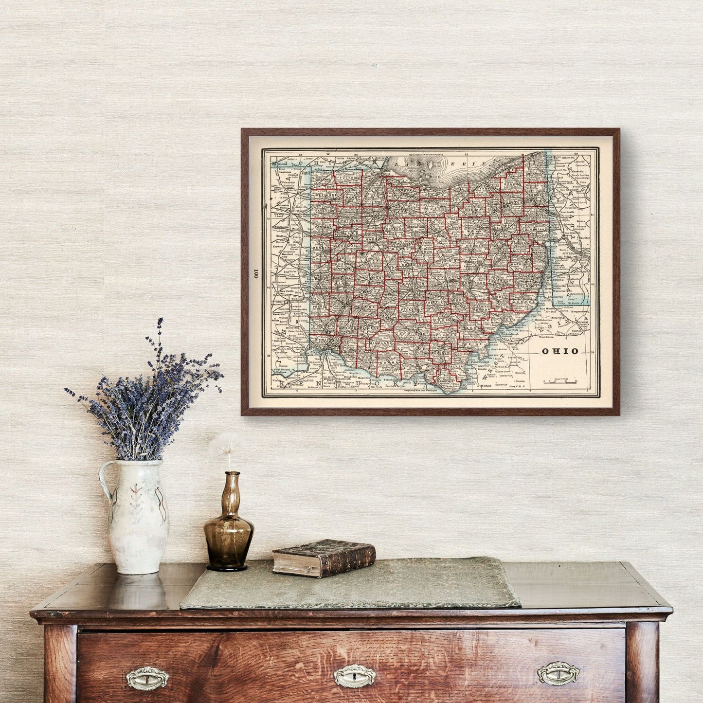 Vintage Map of Ohio, 1893