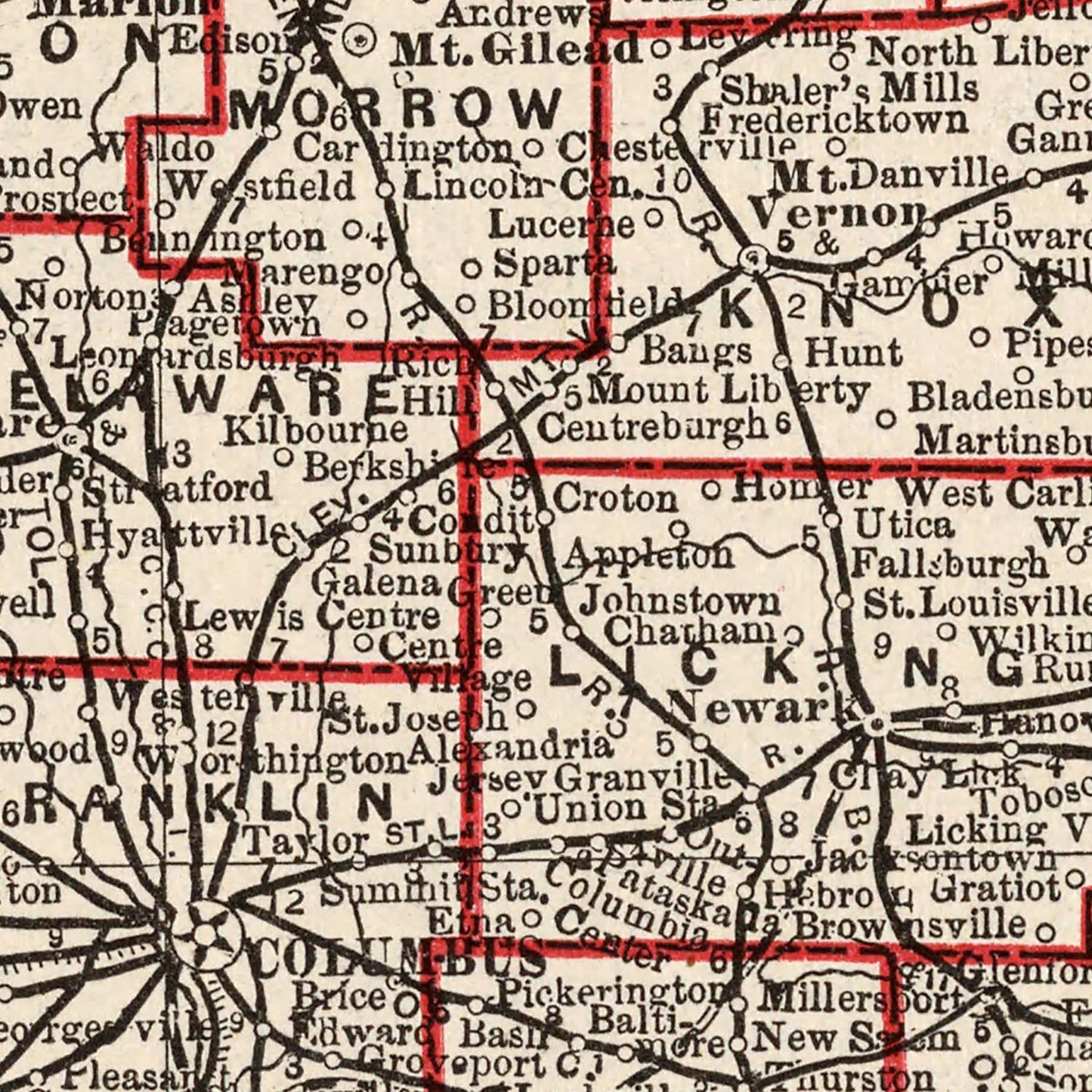 Vintage Map of Ohio, 1893