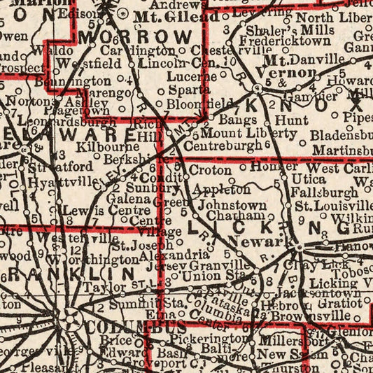 Vintage Map of Ohio, 1893