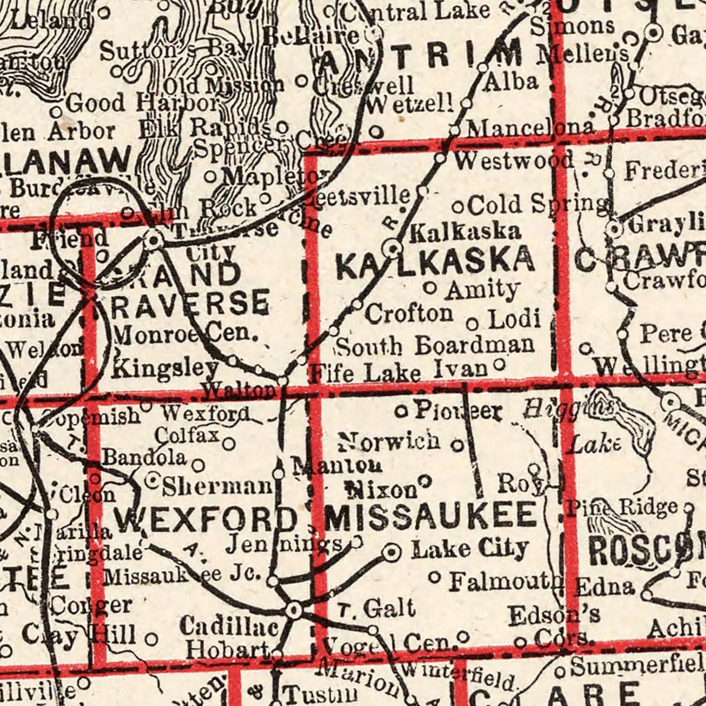 Vintage Map of Michigan, 1893