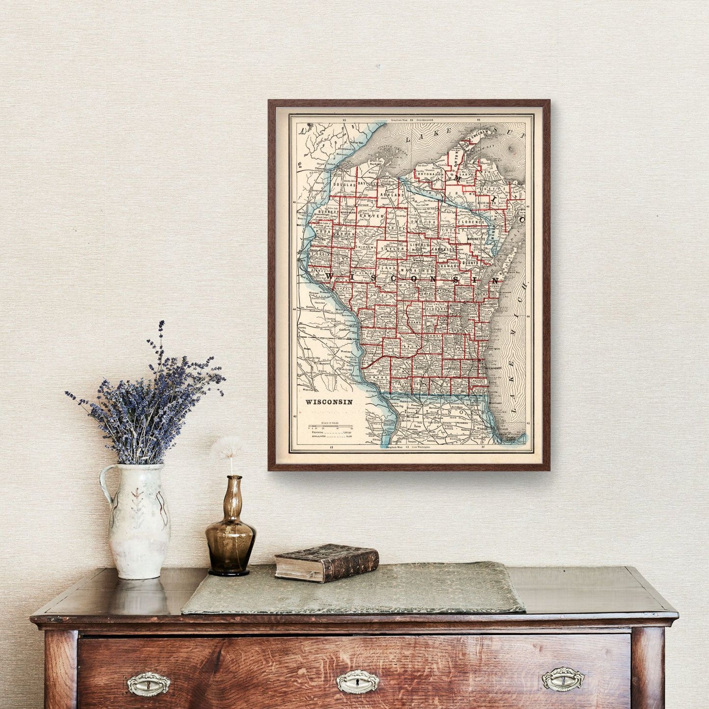 Vintage Map of Wisconsin, 1893